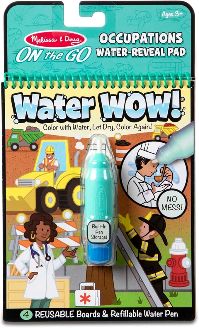 Melissa & Doug On The Go Water Wow! Reusable Water-Reveal Activity Pad- Occupations - Party Favors, Stocking Stuffers, Travel Toys For Toddlers, Mess Free Coloring Books For Kids Ages 3+