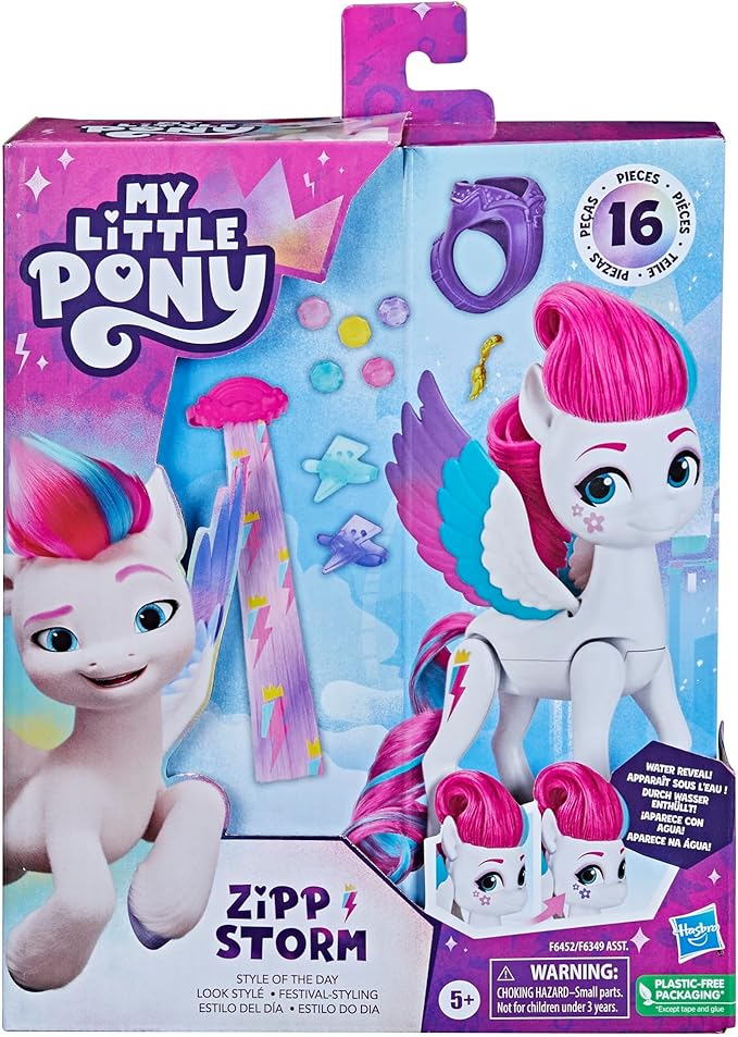 My Little Pony Toys Zipp Storm Style of The Day, 5-Inch Hair Styling Dolls with Fashions, Toys for 5 Year Old Girls and Boys