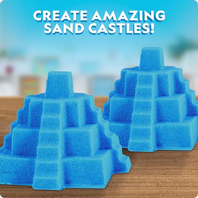 National Geographic Moon Sand - 24 Lb. Bulk Play Sand Kit with 6 Castle Molds (Blue) - A Fun No Mess Sensory Activity, Kids Fake Sand Play Set, Sensory Bin Filler