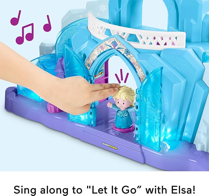 Fisher-Price Little People Toddler Toy Disney Frozen Elsa’s Ice Palace Musical Playset with Figures for Pretend Play Kids Ages 18+ Months