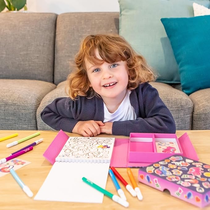 Tiger Tribe: Coloring Set - Magical Creatures - Activity Set w/ Stickers, Coloring Pages & Markers Stored Inside Magnetic Sealed Storage Box, Kid Age 4+