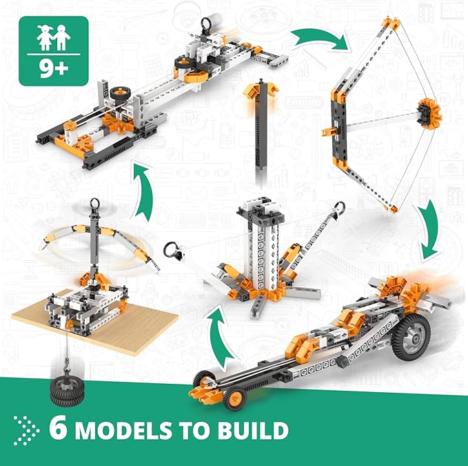 Engino- STEM Toys, Physics Laws: Inertia, Friction, Circular Motion, Construction Toys for Kids 9+, Educational Toys, Gifts for Boys & Girls (6 Model Options)