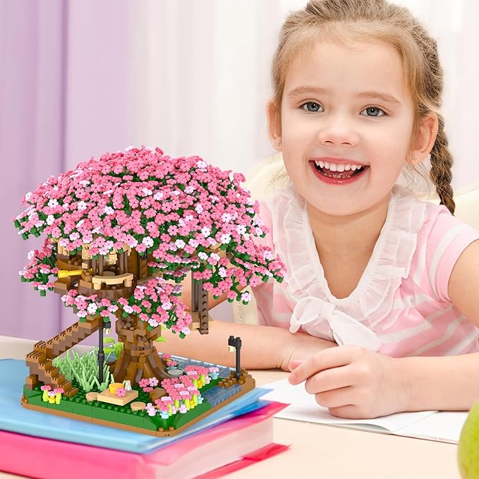 Cherry Blossom Tree Building Set,(2008pcs) Flowers Bonsai Tree Mini Blocks Kit for Adult,Japanese Sakura-Tree House Building Blocks Set,Gift Ideas for Girls 8 10 12 14+