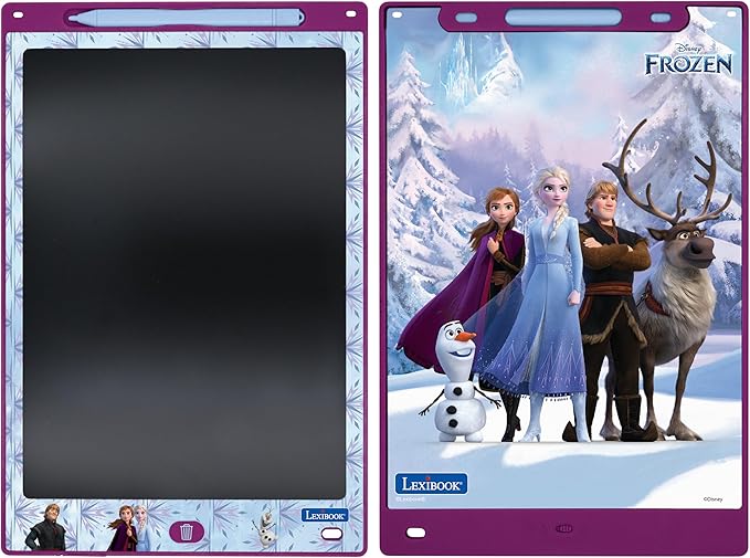 Lexibook, Frozen Magic Slate, Art and Craft Toy for Girls and Boys, A4 Size with Multicolored Drawings, Purple/Blue, CRT10FZ