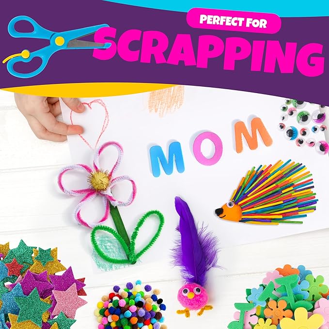 Blue Squid Craft Supplies for Kids - 2000+pcs in This XXXL Arts and Crafts Kit - This Huge Art Supply Box & Craft Set is Perfect for Young Artists of Ages 4,5,6,7,8,9,10,11,12