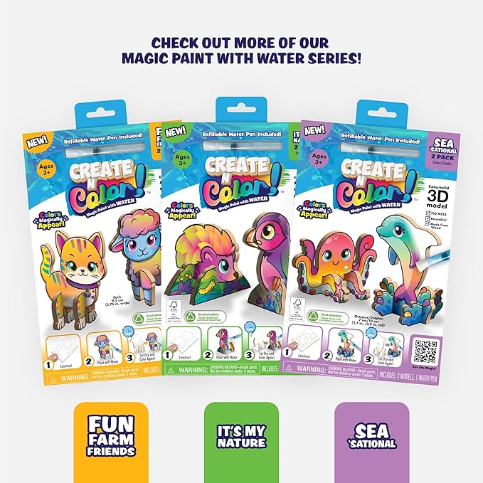 Magic Paint with Water - Mess Free Coloring for Toddlers - Toddler Travel Essential and Mess Free Painting Set - Toys and Gifts for Kids, All Craft Supplies Included (Sea'Sational)