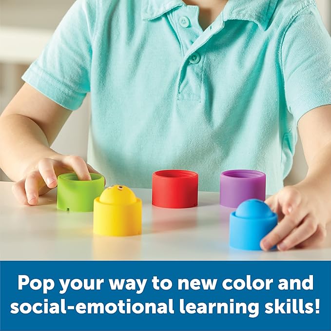 Learning Resources Rainbow Emotion Fidget Poppers, Sensory Toys, Social-Emotional Learning ,Sensory Toys for Toddlers, Kids Easter Basket Stuffers, Ages 3+,5 Pieces