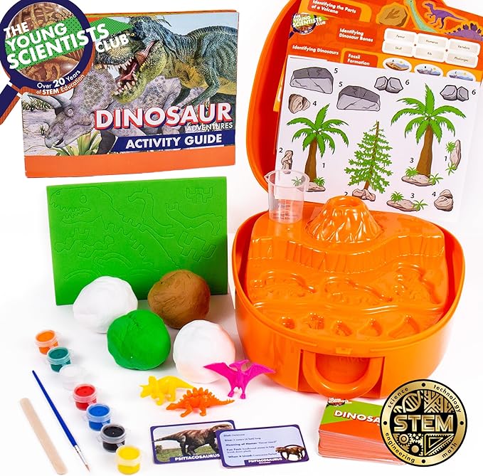 Dinosaur Adventure Pack by Horizon Group USA, STEM Kit, 16 Educational Activities, Includes Reusable Backpack, DIY Foam Dinosaur & Fossils, 42-Piece Card Game & More
