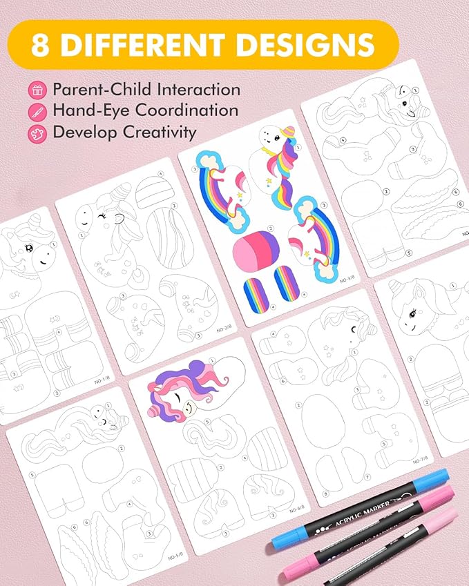 Paint with Unicorn Water Coloring Books for Kids,3D Puzzle & Watercolor Painting Kit,Mess Free Painting Activity,Arts and Crafts 8-12 Toy,Valentines Birthday Gifts for Girls Ages 4,5,6,7,8,9,10,11,12+