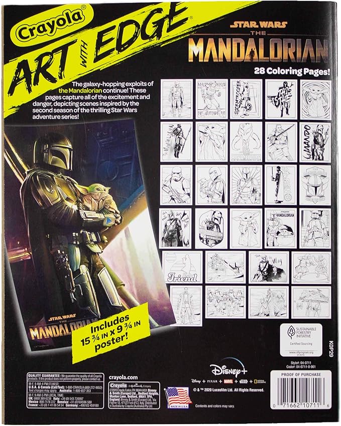 Crayola Mandalorian Coloring Book with Poster, Baby Yoda Featured, Styles Vary, 28 Pages