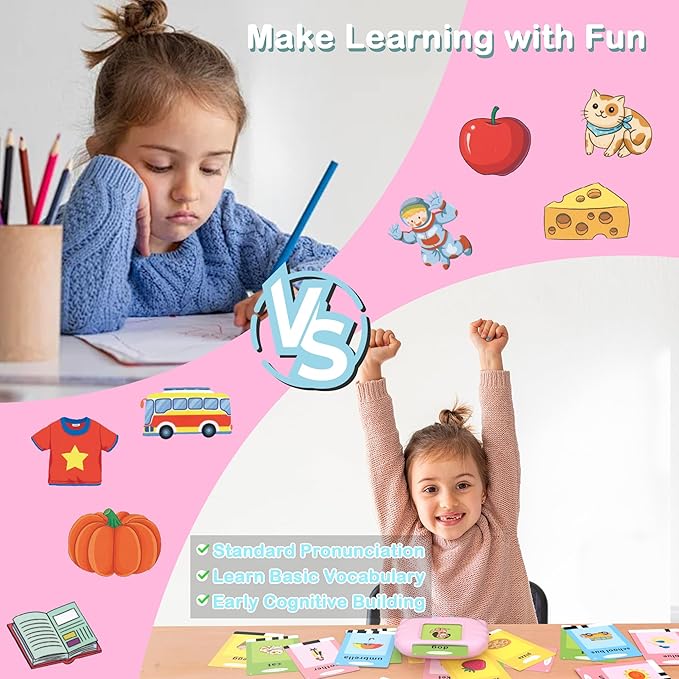 Pocket Speech for Toddlers with 384 Words, Birthday Gift toys for 1 2 3 4 5 Years Old Girls, Talking Flash Cards Educational Toddler Toys, Montessori Sensory Toys for Autism Kids, Learning Toddler Toy