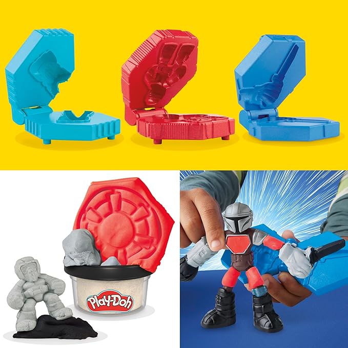 Play-Doh Star Wars: The Mandalorian Launching Speeder Playset, Bendy Grogu & 4 Inch Mando Action Figures, Imagination Toys for 4 Year Old Boys & Girls & Up