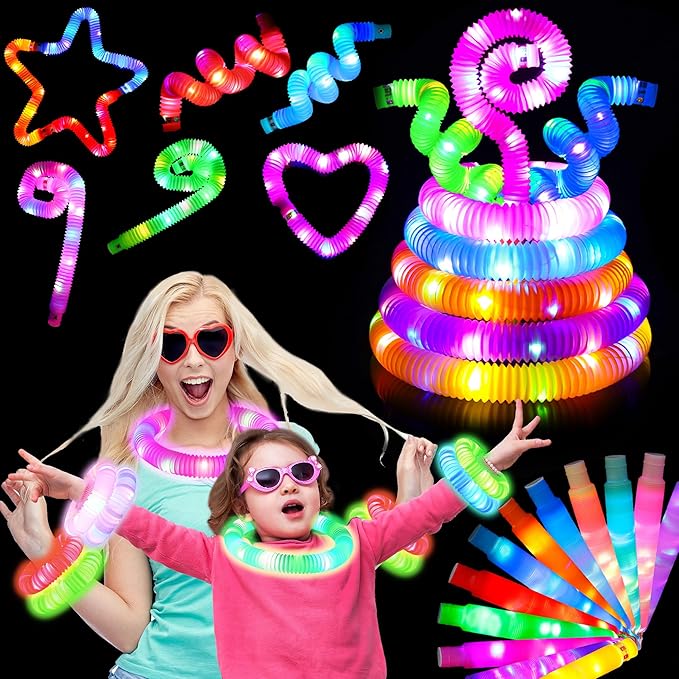 15 PCS Glow Sticks, Glow in The Dark Party Supplies, Bulk Light Up Party Favors, Glow Bracelets Necklaces, Neon Party Decorations,Valentine's Day Birthday Wedding Camping Fun