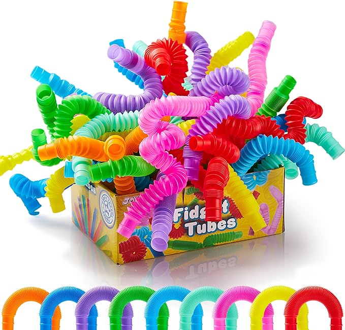 JOYIN 36 Pack Pop Tubes, Sensory Toys（Small） Fidget Tubes Party Favors - 9 Colors, Connectable and Extendable for Stress Relief - Perfect for Party, Classroom Exchange, School Reward