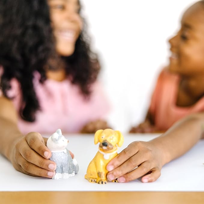 Melissa & Doug Created by Me! Pet Figurines Craft Kit (Resin Dog and Cat, 6 Paints, Paintbrush)