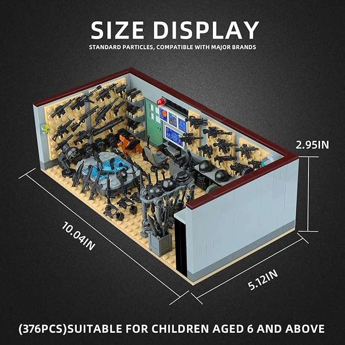 Swat Team Military Base Building Blocks Set with Army Weapons Pack,Compatible with Lego WW2 War Armory Building Toy,Ideal for Kids 6+ and Adults