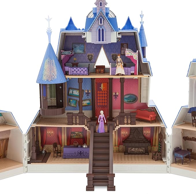 Disney Store Official Frozen 2 Magic Light & Music Castle Playset - 3 Year Old Girl Gift, Anna and Elsa Dolls - includes Frozen , Interactive Rooms & Features