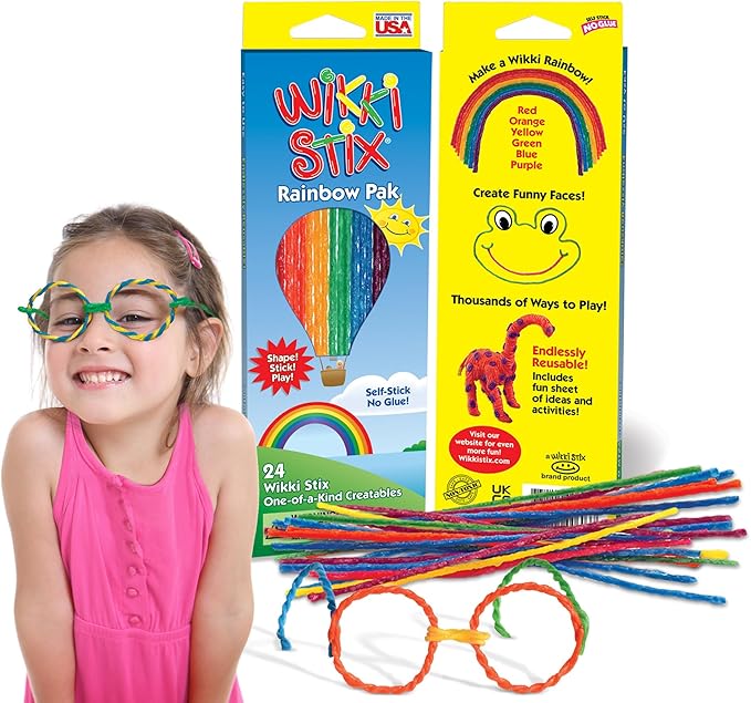 Wikki Stix Rainbow Pak Arts & Crafts, Kids Travel Essential, Pack of 24 in Rainbow Colors, Ages 3 & Up