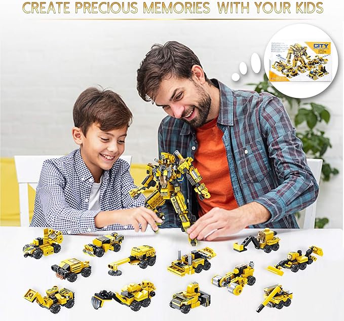 Robot STEM Building Toys for 6 Year Old Boys, 573 pcs Construction Toy Engineering Building Bricks Construction Vehicles Kit Best Gift for Kids Age 6 7 8 9 10 11 Year Old