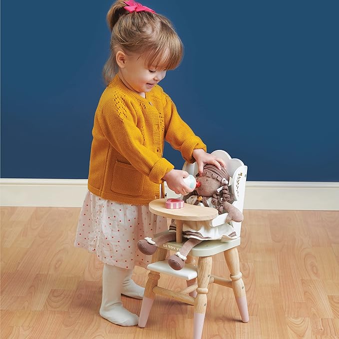 Le Toy Van - Educational Wooden Toy Role Play Beautiful Doll High Chair | Girls Pretend Play Toy Pram Playset - for Ages 3+ (TV601)