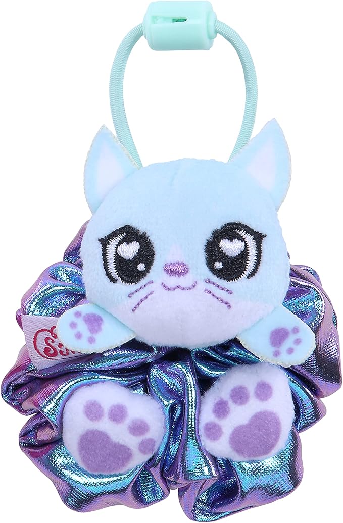 Scrunchmiez Four Pack, Exclusive scrunchies That Magically transforms from Hair Scrunchie to Cute Plush Friend as Well as Backpack Clip. So Many Characters to Collect & wear.