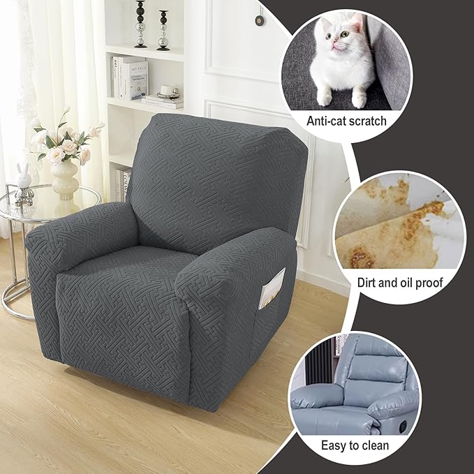 NORTHERN BROTHERS Oversized Recliner Chair Covers, Large Lazy Boy Recliner Covers, Stretchy Cover for Recliner Chairs, Dark Gray