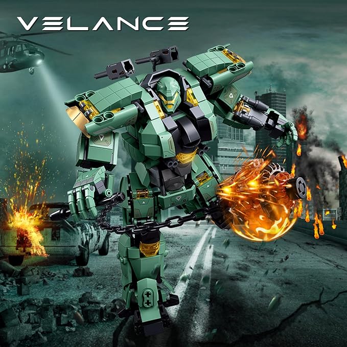 Velance Mech Robot Armored Building Blocks Set, Warrior City Action Mech Building Toy Kit, Mecha Robot Building Block Model for Kids & Adults, Birthday, Christmas Day Gift(542 Pcs)
