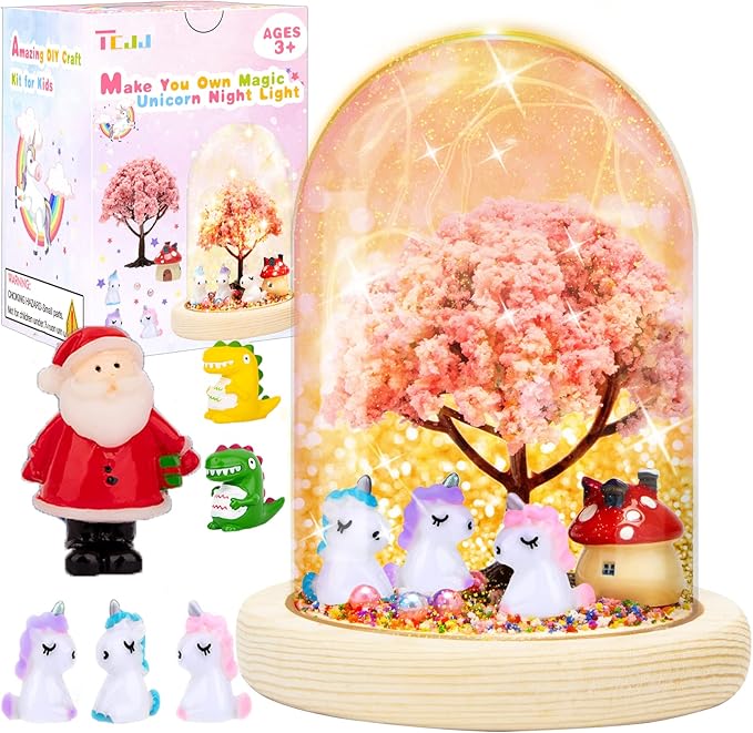 Unicorn Night Light, TCJJ DIY Night Light- Make Your Own Night Light, Unicorn Gifts for Girls, Unicorn Mermaid Hand Craft Terrarium Birthday Gifts Christmas Gifts for Age 4, 5, 6, 7, 8 Years Old Girls
