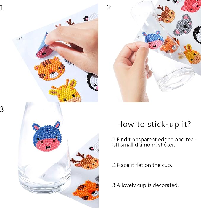 sinceroduct 5D DIY Kids Animal Diamond Stickers Beginner Diamond Kits, Digital Diamond Paint