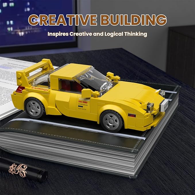 Mould King Speed Champion Cars Building Sets, RX-7 Mazda Sports Car Model with Display Case, 27016 MOC Collectible Race Car Toys Blocks Kits for Adults and Boys Girls Kids Aged 8+ (329 Pieces)