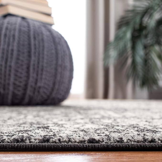 SAFAVIEH Evoke Collection 2'2" x 13' Black / Grey EVK256R Oriental Distressed Non-Shedding Living Room Bedroom Runner Rug