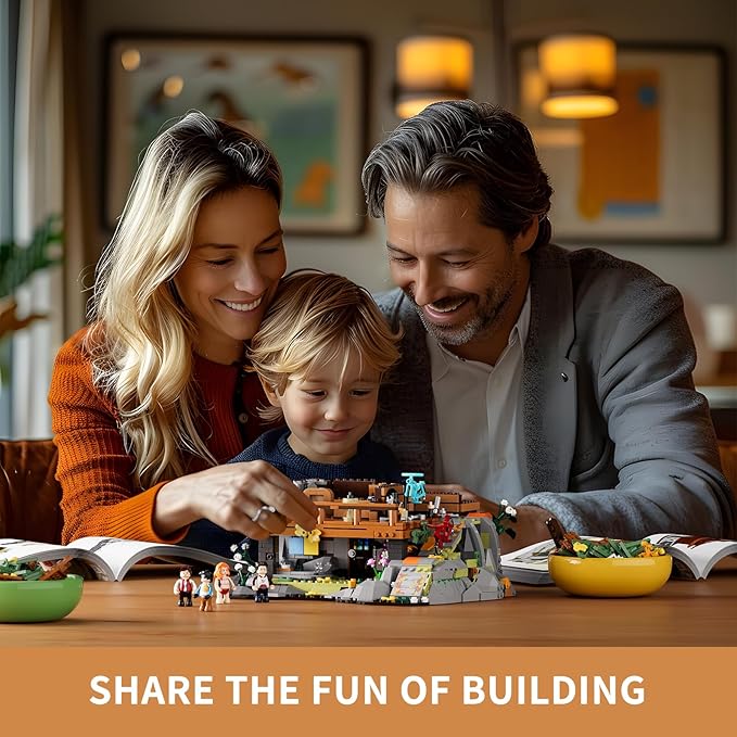 FUNWHOLE Mountain-Cabin House Lighting Building-Bricks Set - Friends Mountain House and Treehouse Collection LED Light Building Set 2255 Pcs for Adults and Teen