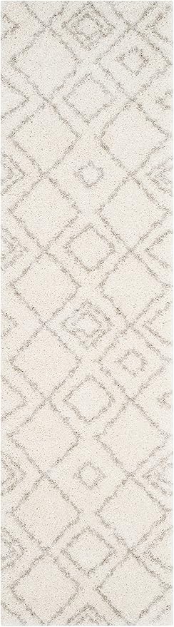 SAFAVIEH Arizona Shag Collection Runner Rug - 2'3" x 10', Ivory & Beige, Moroccan Design, Non-Shedding & Easy Care, 1.6-inch Thick Ideal for High Traffic Areas in Living Room, Bedroom (ASG744A)