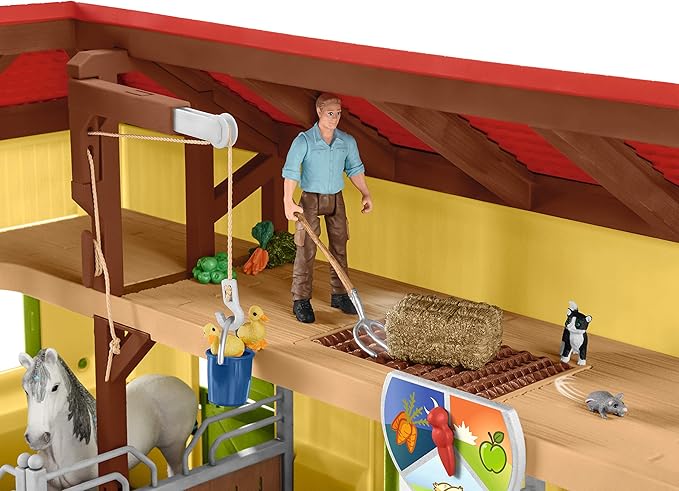 Schleich Farm World, 30-Piece Playset, Farm Toys and Farm Animals for Kids Ages 3-8, Horse Stable 10.5 x 49 x 34.5 cm