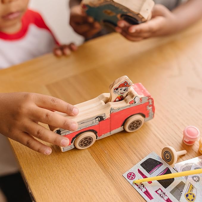 Melissa & Doug PAW Patrol Wooden Vehicles Craft Kit - 3 Decorate Your Own Vehicles, 3 Play Figures
