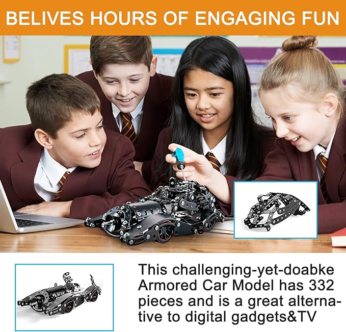 Erector Sets for Boys Age 8 9 10 11 12-16 and Older, 332 Pcs Batman Model Car Building Set for Kids Ages 8-12 Year and Up Metal STEM Educational Toy for Kids Boys Girls or Adults