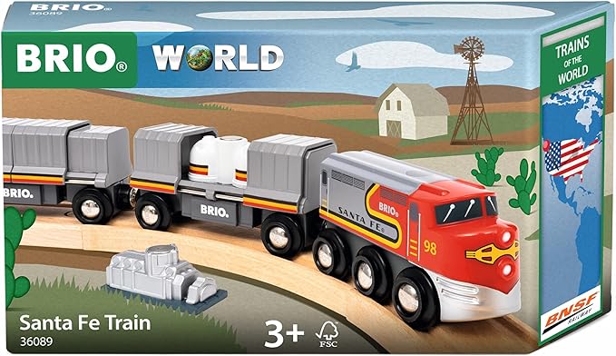 BRIO World – 36089 Trains of The World Santa Fe Train | Wooden Toy Train for Kids Aged 3 Years Up