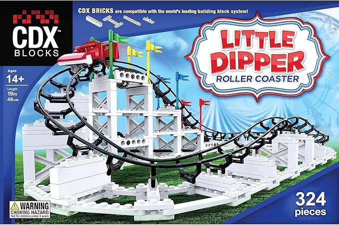 Little Dipper - 324 Pcs, Building Brick Set, Gravity Powered Roller Coaster Model, Promotes STEM Learning