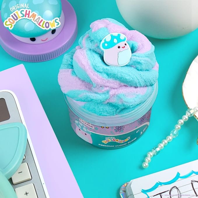 Original Squishmallows Pyle The Mushroom Premium Scented Slime, 8 oz. Fluffy Slime, Grape Scented, 3 Fun Slime Add Ins, Pre-Made Slime for Kids, Great 6 Year Old Toys, Super Soft Sludge Toy
