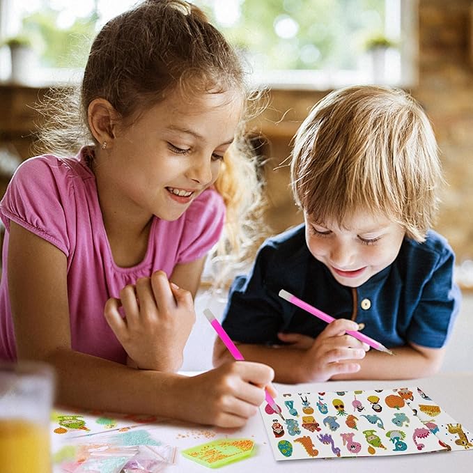 sinceroduct 84Pcs Diamond Stickers Kits for Kids, Mosaic Sticker Art Kits, DIY 5D Gem Sticker Gem Art and Craft Kits for Girls Boys Kids and Adult Beginner