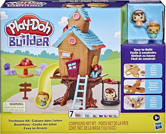 Play-Doh Builder Treehouse Toy Building Kit for Kids 5 Years and Up with 7 Non-Toxic Colors - Easy to Build DIY Craft Set (Amazon Exclusive)