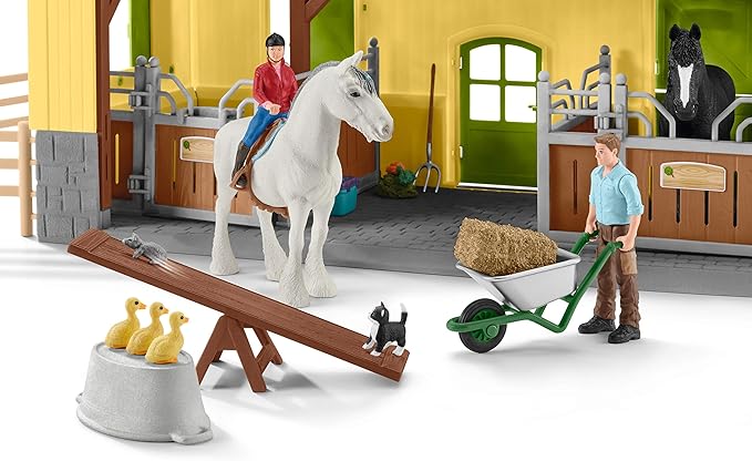 Schleich Farm World, 30-Piece Playset, Farm Toys and Farm Animals for Kids Ages 3-8, Horse Stable 10.5 x 49 x 34.5 cm