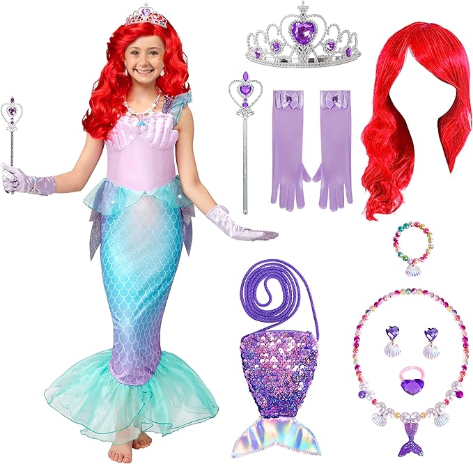 Spooktacular Creations Halloween Mermaid Costume for Girls, Little Mermaid Dress, Princess Dress Up for Girls 4-6 for DressUp