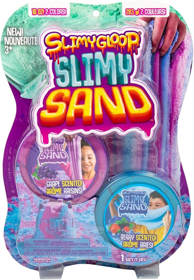 SLIMGLOOP Slimy Sand Twist, 10oz. Blue/Purple Play Sand, 2-in-1 Grape/Berry Scented, Moldable Expandable Sand, Great Sensory Activity for Tactile Fun, Toys for Kids Ages 3, 4, 5, 6, 7