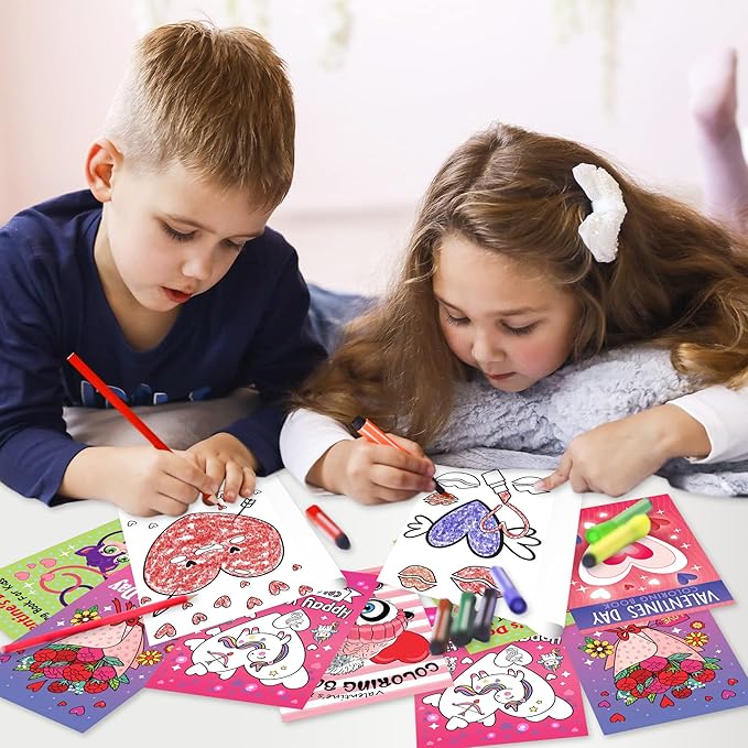 ArtCreativity 20 Packs / 5" X 7" Valentines Day Mini Coloring Books for Boys and Girls Children, 5 Designs Set for Classroom, Perfect for Creative Educational Art Home and Exchange Gifts for Toddlers