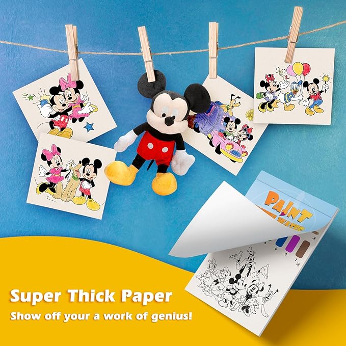 Paint with Water Coloring Book for Kids, 3 in 1 Watercolor Painting Books Kit for Kids Ages 4 5 6 7 8, Cute Cartoon Character Water Color Paint Set Art Craft Gift for Drawing with 2 Brushes