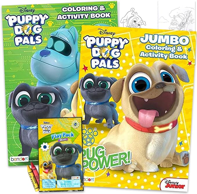 Puppy Dog Pals Coloring Book Super Set ~ Set of 2 Puppy Dog Pals Activity Books with Bonus Play Pack (Puppy Dog Pals Party Supplies Bundle)