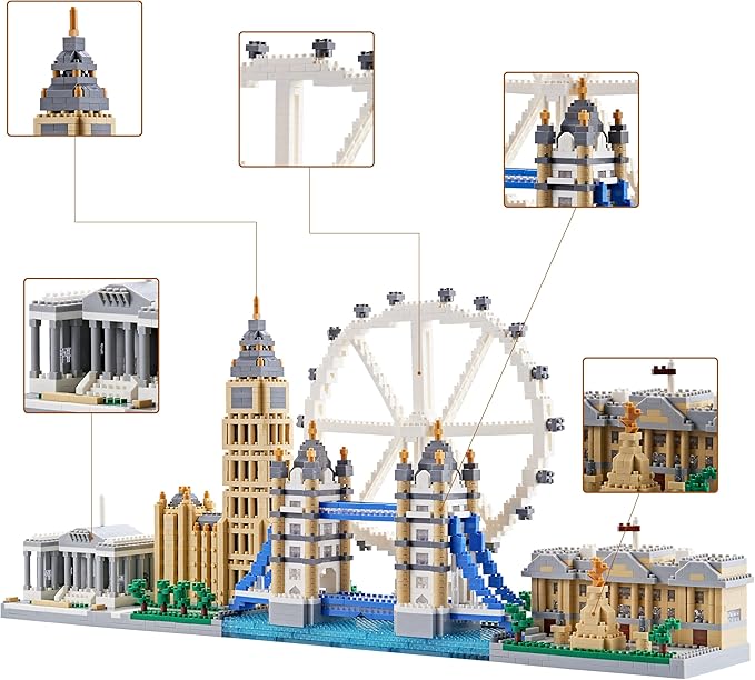 Architecture Micro Building Blocks Set London Skylines Series for Adult and Children Assembly, 3D Toy for Ages of 14+ - 3430 Pieces