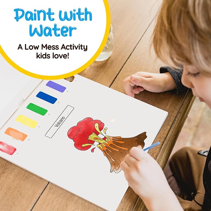 Paint With Water Coloring Book for Toddlers: Mess Free Kids Watercolor Painting Activity Kit - Arts and Crafts For Ages 2 3 4 5 6 Years Old - Dinosaur - Pocket Travel Book, Gift Toy, Stocking Stuffers