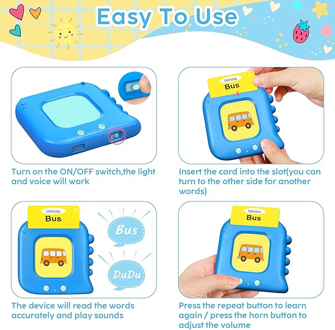 Talking Flash Cards,Kids Toddler Flash Cards with 240 Sight Words,Montessori Toys,Autism Sensory Toys,Speech Therapy Toys,Learning Educational Toys Gifts for Age 1 2 3 4 5 Years Old Boys and Girls